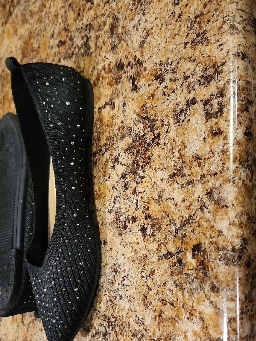 French Connection Black Knit Pointed Toe Flats with Sparkle - Picture 6 of 16